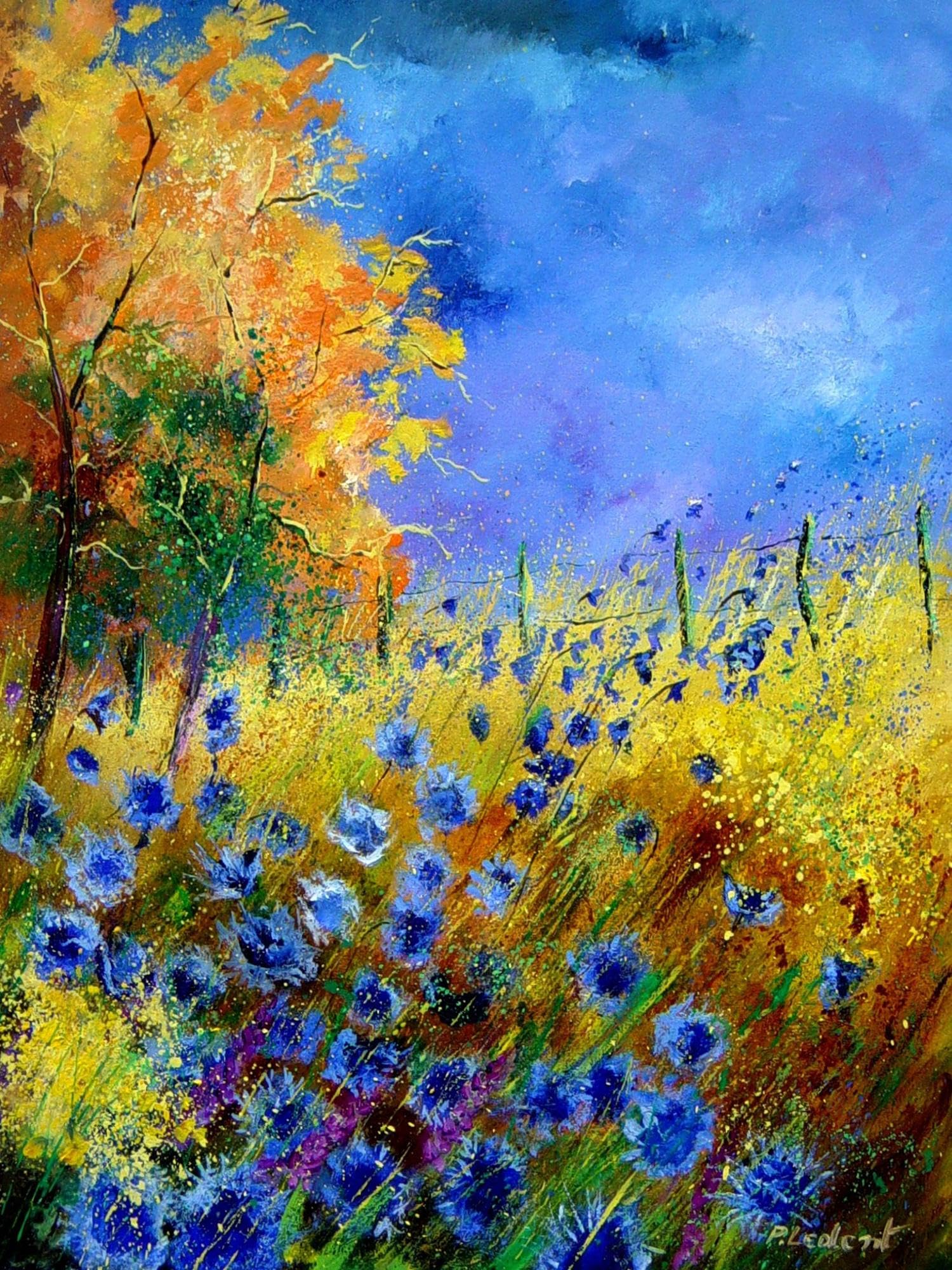 Amazon.com: AllPosters Wall Art Print Blue wild flowers with an